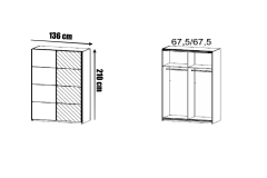 136X210X62 cm