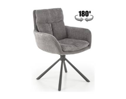 Scaun tapitat K495 rotativ, confortabil, material textil grey 50x50xH87cm, picioare negre