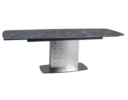 Masa extensibila MONCLER CERAMIC MARINE din ceramica cu efect de marmura italiana Verde Alpi, metal gri argintiu 160-240x90xH76cm