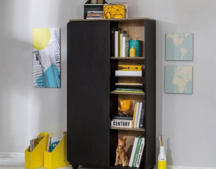 Biblioteca cu spatiu pentru depozitare BLACK