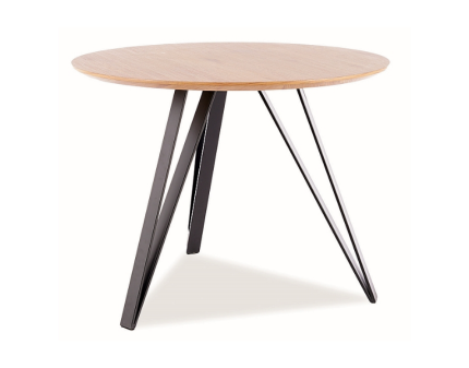 Masa TETIS din MDF stejar, metal negru 100xH76cm