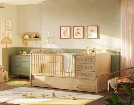 Patut transformabil cu pat suplimentar (80x180cm) LOOF BABY  NEW