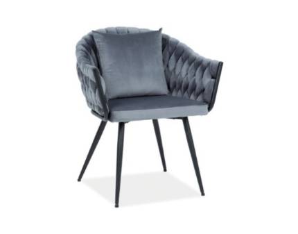 Scaun tapitat NUVO VELVET elegant, confortabil, catifea grey 62x63xH86cm, cadru si picioare negre