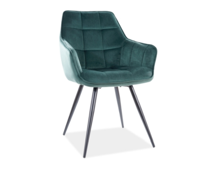 Scaun tapitat LILIA VELVET catifea green 59x61xH90cm, picioare negre
