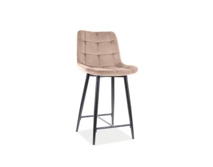 Scaun tapitat pentru bar CHIC H-2 VELVET catifea beige 46x54xH92cm, picioare negre