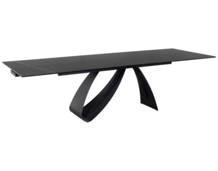 Masa extensibila DIUNA CERAMIC BLACK din ceramica cu efect de marmura Sahara Noir negru, metal negru 160-240x90xH76cm