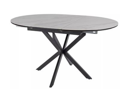 Masa extensibila GASTON CERAMIC WHITE 100 din ceramica cu efect de marmura alba, metal negru 100-135xH75cm