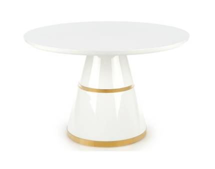 Masa VEGAS din MDF alb lucios, metal auriu 120xH76cm