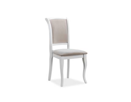 Scaun tapitat MN-SC design clasic, material textil cream 45x42xH96cm, cadru si picioare din lemn albe