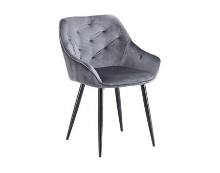 Scaun tapitat K487 catifea grey 65x56xH81cm, picioare negre