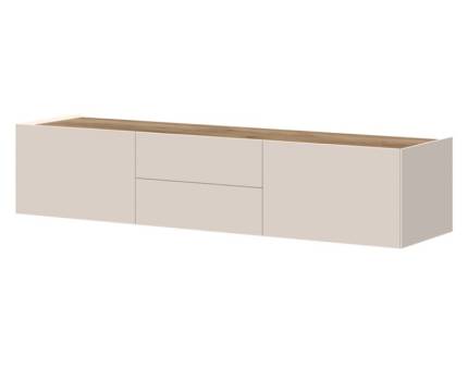 Comoda TV suspendata cu 2 usi si 2 sertare SKY 45 176x37x47cm casmir/ stejar tabac