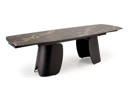 Masa extensibila FORUM din marmura neagra, metal negru 180-260x90xH76cm