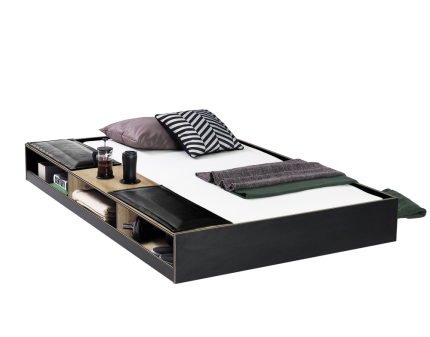  Pat suplimentar cu raft (90x190cm) BLACK