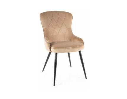 Scaun tapitat LOTUS VELVET catifea beige 52x61xH91cm, picioare negre