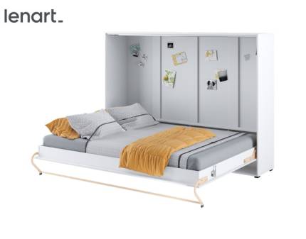 LENART PRO CONCEPT CP-04 pat (140x200cm) rabatabil pe perete orizontal 215x46-131x159cm alb alpin/ alb lucios