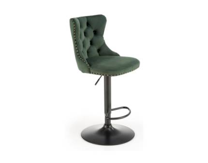 Scaun tapitat pentru bar H117 elegant, reglabil pe inaltime, catifea green 46x52xH96-118cm, picior negru
