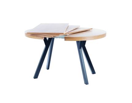 Masa extensibila DOMINGO din furnir natural stejar, metal negru 100-250xH76cm