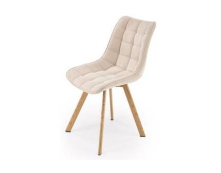Scaun tapitat K332 material textil beige 46x61xH84cm, picioare nuanta lemnului 