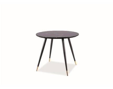 Masa CYRYL II din MDF cu efect de piatra neagra, metal negru si auriu 100xH76cm