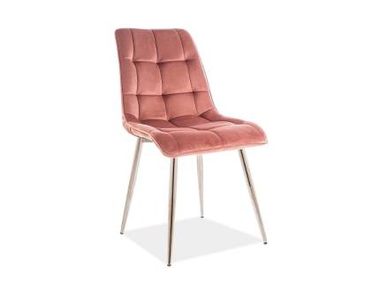 Scaun tapitat CHIC VELVET CHROM catifea soft pink 50x58xH88cm, picioare crom