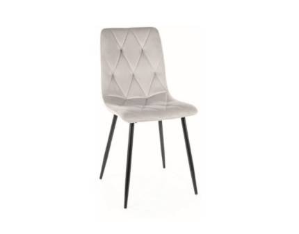 Scaun tapitat TOM VELVET catifea light grey 45x52xH91cm, picioare negre