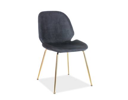 Set 4 scaune tapitate ADRIEN VELVET catifea black 50x42xH87cm, picioare aurii