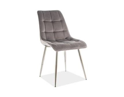 Scaun tapitat CHIC VELVET CHROM catifea grey 50x58xH88cm, picioare crom
