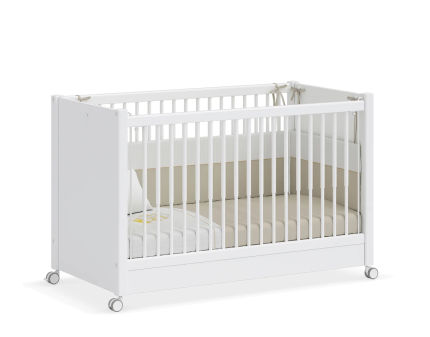 Patut lateral alb cu roti (60x120cm)