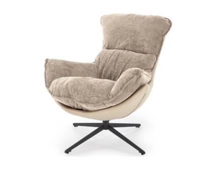 Fotoliu LOBSTER confortabil, material texil beige/ ecopiele beige 