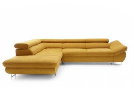 Coltar extensibil FABIO L cu lada pentru depozitare, tetiere reglabile, personalizabil 280x235cm