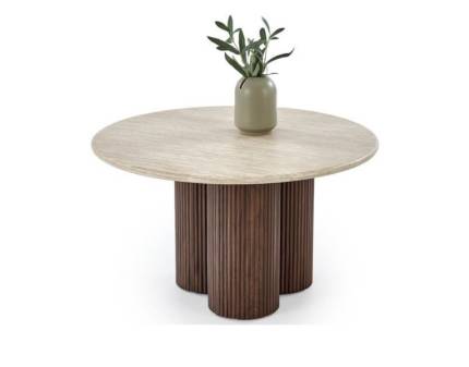 Masuta DOROTEA din MDF furniruit - travertin, metal nuc 80xH46cm
