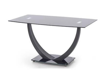Masa ANTON din sticla neagra, metal negru 140x80xH75cm
