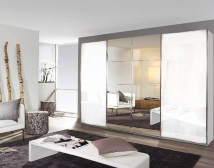 Dulap alb lucios/oglinda 316x211x62cm SYNCRONO