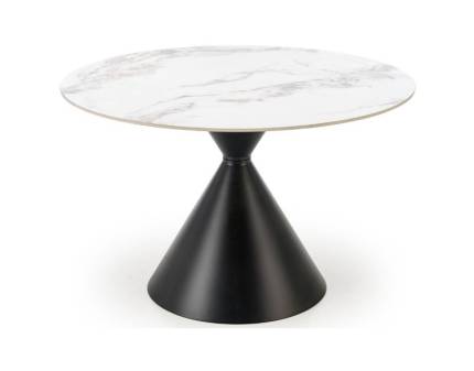 Masa GARET din marmura alba, metal negru 120xH76cm