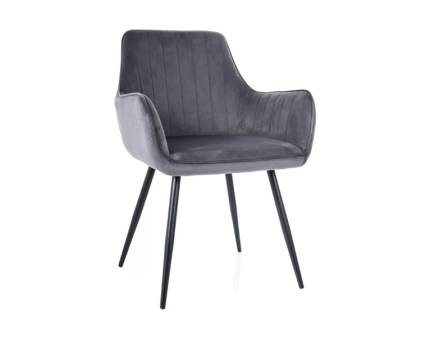  Scaun tapitat APPLE VELVET catifea grey 57x59xH85cm, picioare negre