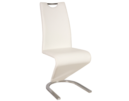 Scaun tapitat H-090 CHROM ecopiele alba 43x45xH102cm, picioare crom