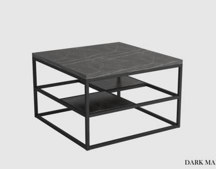 Masuta CORYS cu spatiu tip suport, din PAL Egger, metal negru 70x70xH45cm