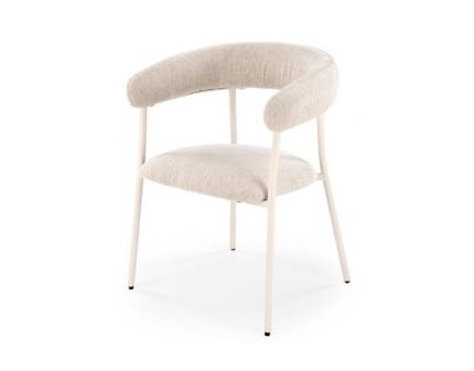 Scaun tapitat K557 minimalist, material textil beige 60x64xH75cm, picioare casmir