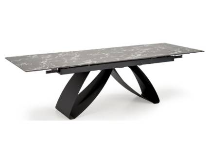 Masa extensibila HILARIO BLACK din marmura neagra, metal negru 180-260x90xH75cm