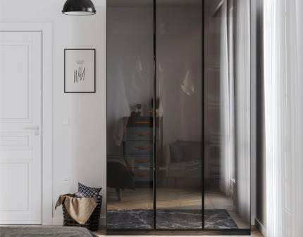  Dulap cu 3 usi sticla BLACK
