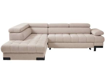Coltar extensibil SELVA L cu lada pentru depozitare, tetiere reglabile, personalizabil 263x223cm