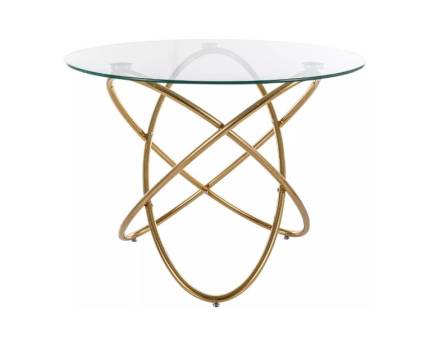 Masa ORBIT GOLD din sticla transparenta, metal auriu 100xH75cm