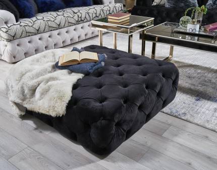 Taburet DIAMOND design chesterfield, catifea 100x100xH36cm