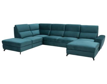 Coltar extensibil VALENCIA U cu lada pentru depozitare, personalizabil 231x341x173cm