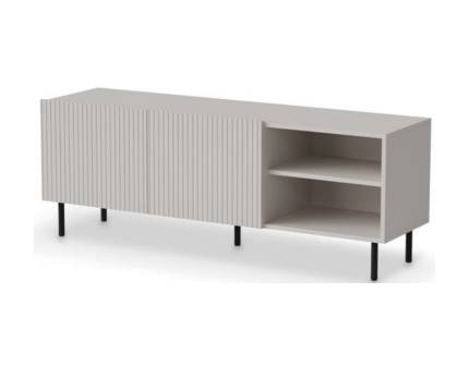 Comoda TV cu 2 usi ski spatiu liber cu polita pentru depozitare PAXOS 150x54x40cm casmir cu design de riflaj