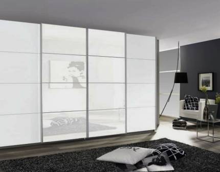 Dulap alb alpin/sticla alba 361x211x62cm SYNCRONO