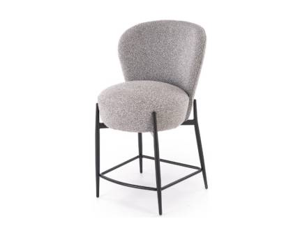 Scaun tapitat pentru bar H126 material plusat grey 50x61xH95cm, picioare negre