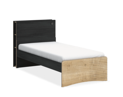 Pat cu tablie cu rafturi (120x200cm) BLACK