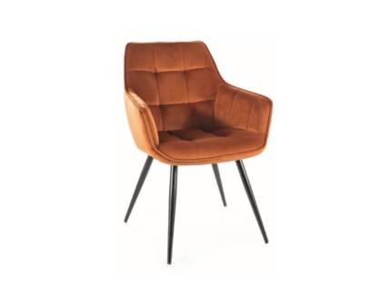Scaun tapitat LILIA VELVET catifea cinnamon 59x61xH90cm, picioare negre