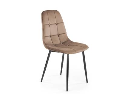 Scaun tapitat K417 catifea beige 45x56xH87cm, picioare negre